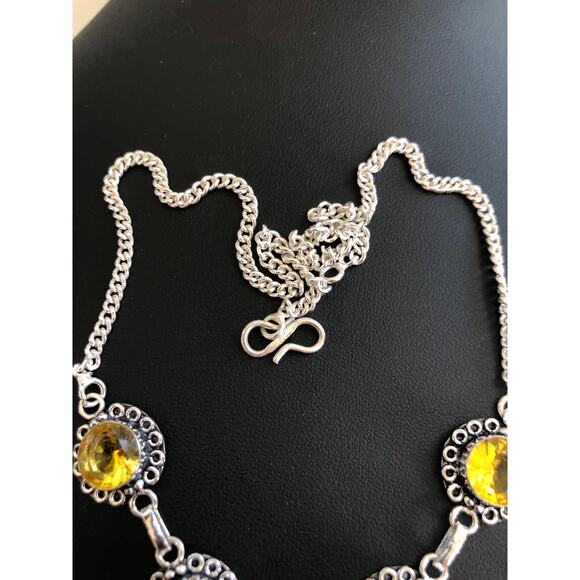 925 Sterling Faceted Citrine Necklace 20" - Picture 5 of 6